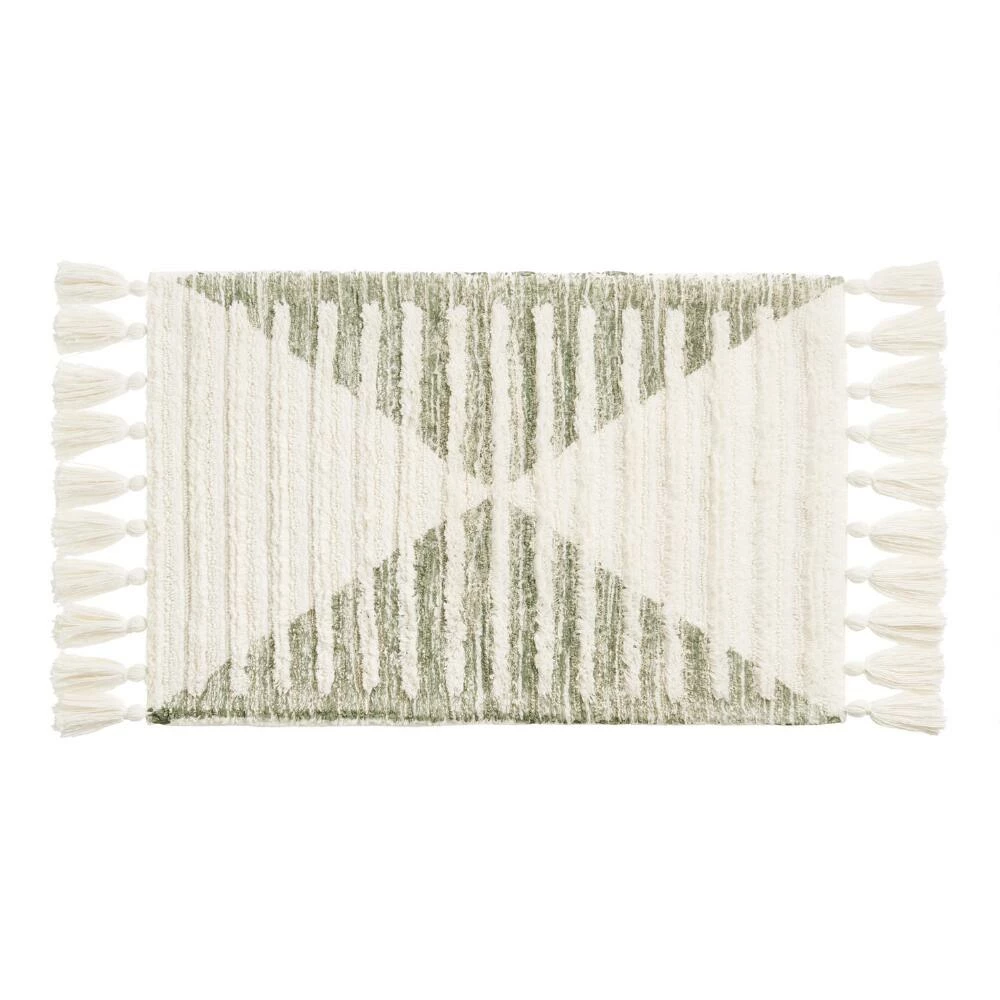 World Market Ace White And Sage Diamond Tufted Tassel Bath Mat 1 World Market Ace White And Sage Diamond Tufted Tassel Bath Mat