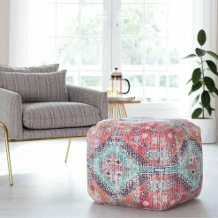 World Market Square Orange And Blue Vintage Medallion Pouf -Decor & Pillows Sales Store unnamed file 2296