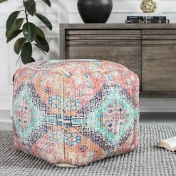World Market Square Orange And Blue Vintage Medallion Pouf -Decor & Pillows Sales Store unnamed file 2297