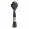 World Market Small CRAFT Black Hand Carved Mask Pillar Decor