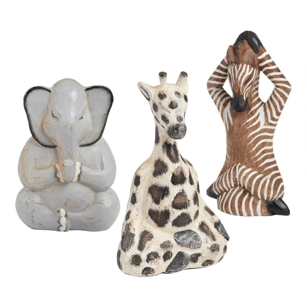 World Market Wood Yoga Safari Animals Set Of 3 1 World Market Wood Yoga Safari Animals Set Of 3