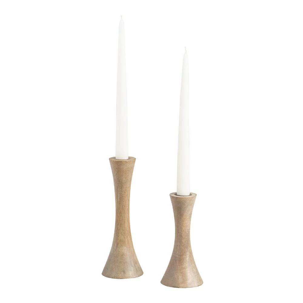 World Market Flared Whitewash Wood Taper Candle Holder 1 World Market Flared Whitewash Wood Taper Candle Holder