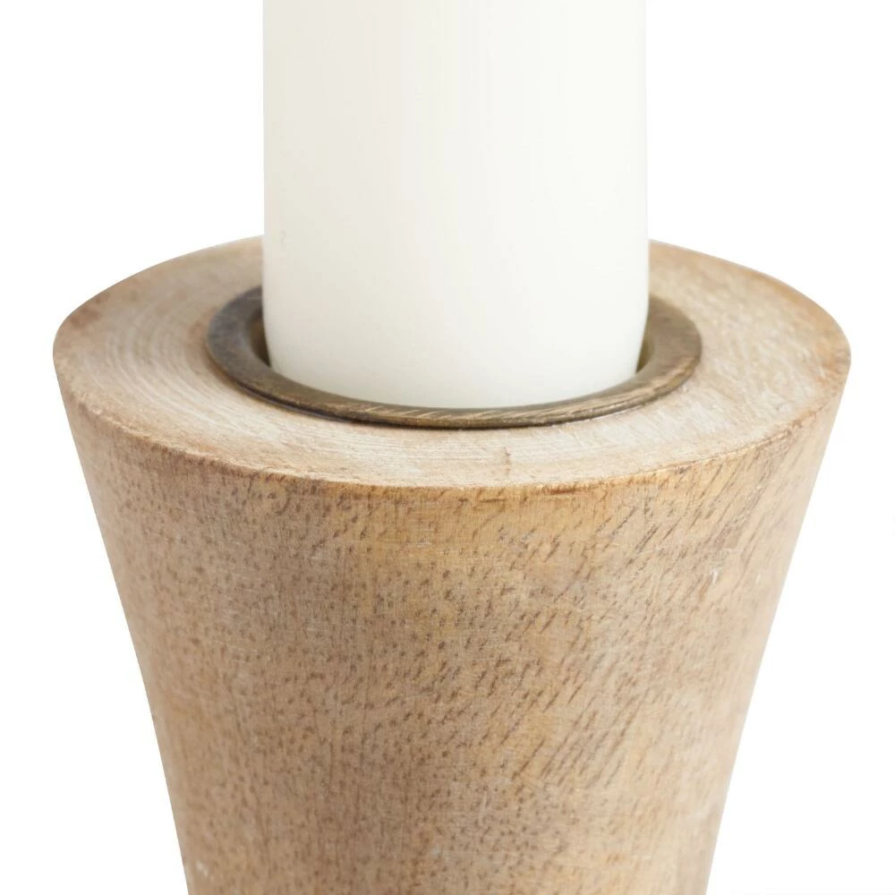 World Market Flared Whitewash Wood Taper Candle Holder 2 World Market Flared Whitewash Wood Taper Candle Holder - Image 2