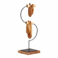 World Market CRAFT Teak Wood and Iron S Curve Sculpture