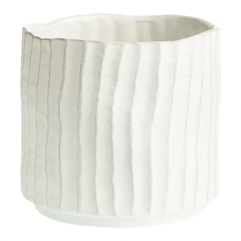 World Market Matte White Ribbed Organic Ceramic Planter 1 World Market Matte White Ribbed Organic Ceramic Planter