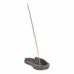 World Market Charcoal Reactive Glaze Hamsa Hand Incense Holder