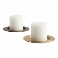 World Market Recessed Metal Candle Plate Set of 2