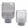 World Market Gray Glass Pedestal Hurricane Candle Holder