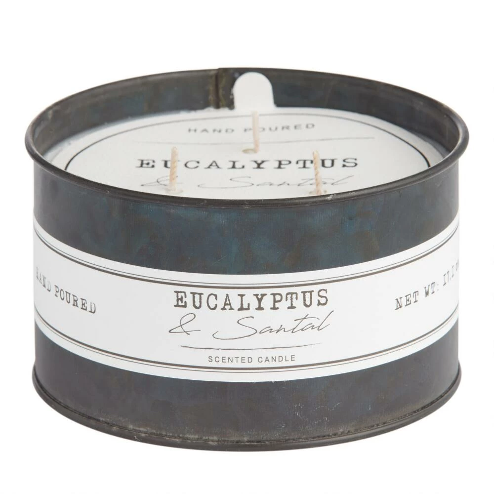 World Market Eucalyptus & Santal Antique Oil Tin 3 Wick Scented Candle 1 World Market Eucalyptus & Santal Antique Oil Tin 3 Wick Scented Candle