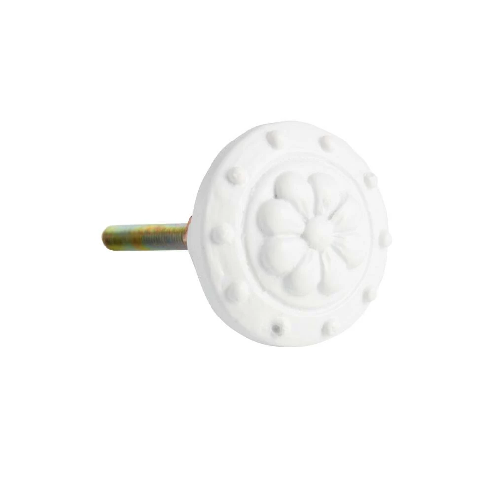World Market White Ceramic Floral Knobs Set of 2 2 World Market White Ceramic Floral Knobs Set of 2 - Image 2