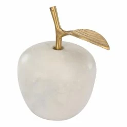 World Market White Marble and Gold Apple Decor