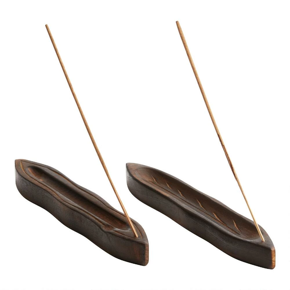 World Market Wood Leaf Incense Holder Set Of 2 1 World Market Wood Leaf Incense Holder Set Of 2