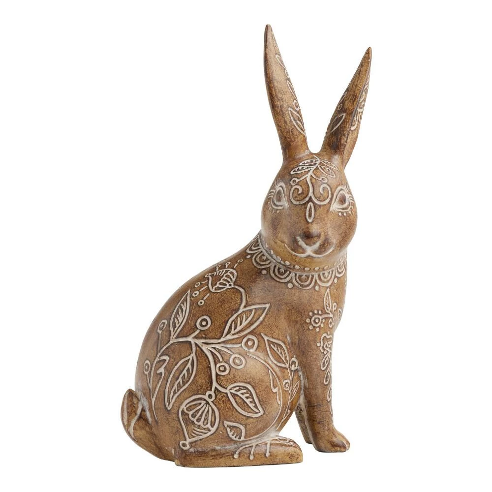 World Market Etched Floral Standing Bunny Decor 1 World Market Etched Floral Standing Bunny Decor