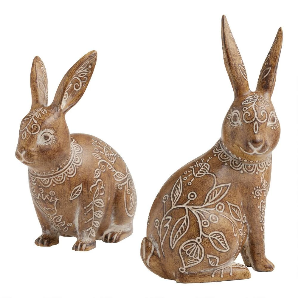 World Market Etched Floral Standing Bunny Decor 2 World Market Etched Floral Standing Bunny Decor - Image 2