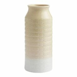 World Market Tall Sage Green And White Scallop Ombre Ceramic Vase