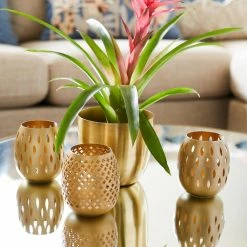 World Market Gold Pierced Tealight Candle Holder Set Of 3 -Decor & Pillows Sales Store unnamed file 2470