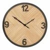 World Market Light Brown Wood and Black Metal Industrial Wall Clock