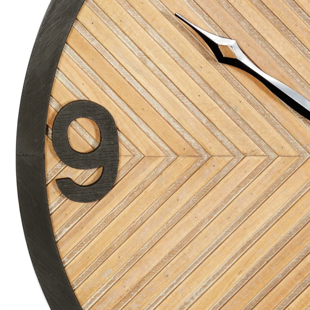 World Market Light Brown Wood and Black Metal Industrial Wall Clock 3 World Market Light Brown Wood and Black Metal Industrial Wall Clock - Image 3