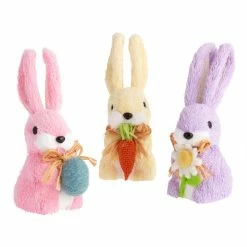 World Market Pastel Natural Fiber Spring Garden Bunnies Set of 3