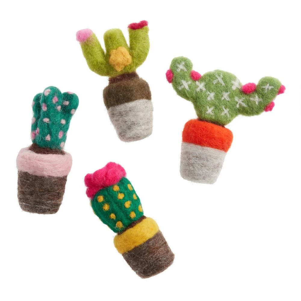 World Market Mini Felted Wool Cactus Decor Set of 4 1 World Market Mini Felted Wool Cactus Decor Set of 4