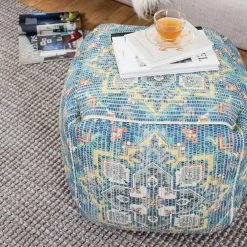 World Market Square Blue Vintage Medallion Pouf -Decor & Pillows Sales Store unnamed file 2509