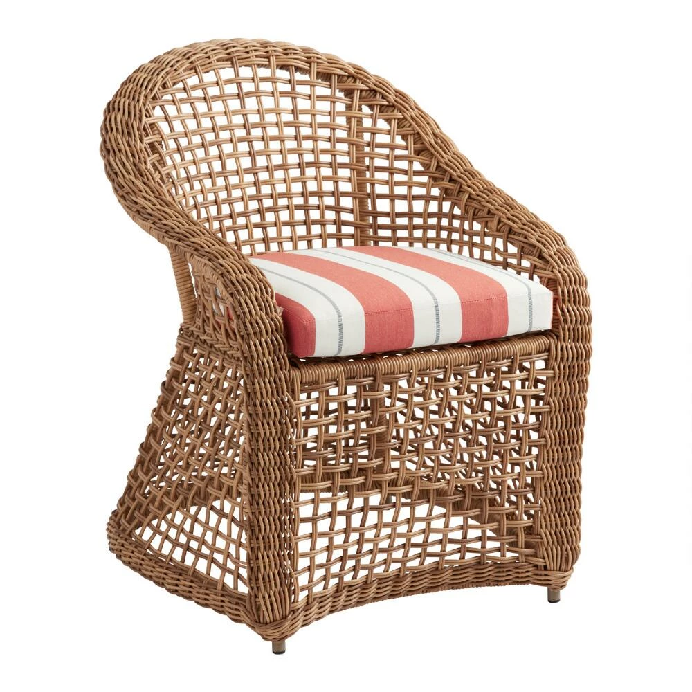 World Market Sunbrella Persimmon Stripe Gusseted Outdoor Chair Cushion 4 World Market Sunbrella Persimmon Stripe Gusseted Outdoor Chair Cushion - Image 4