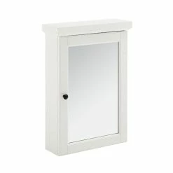 World Market Delmar White Wood Bathroom Wall Cabinet with Mirror