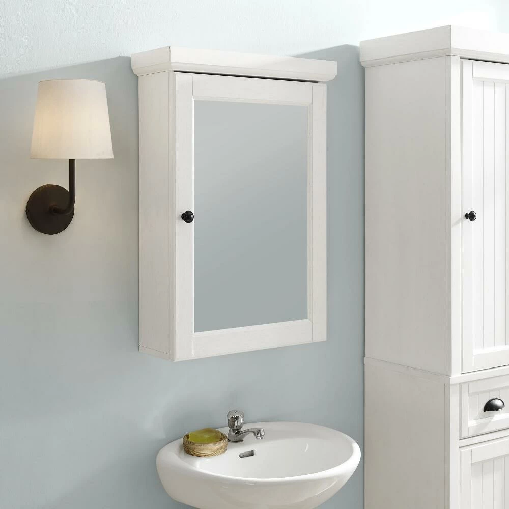 World Market Delmar White Wood Bathroom Wall Cabinet with Mirror 5 World Market Delmar White Wood Bathroom Wall Cabinet with Mirror - Image 5