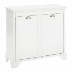 World Market White Wood Maryella Double Hamper