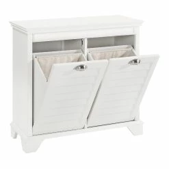 World Market White Wood Maryella Double Hamper -Decor & Pillows Sales Store unnamed file 2626