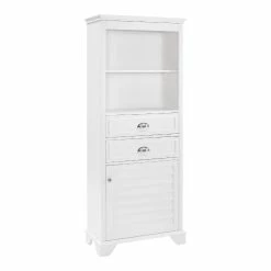 World Market White Wood Maryella Tall Bathroom Cabinet