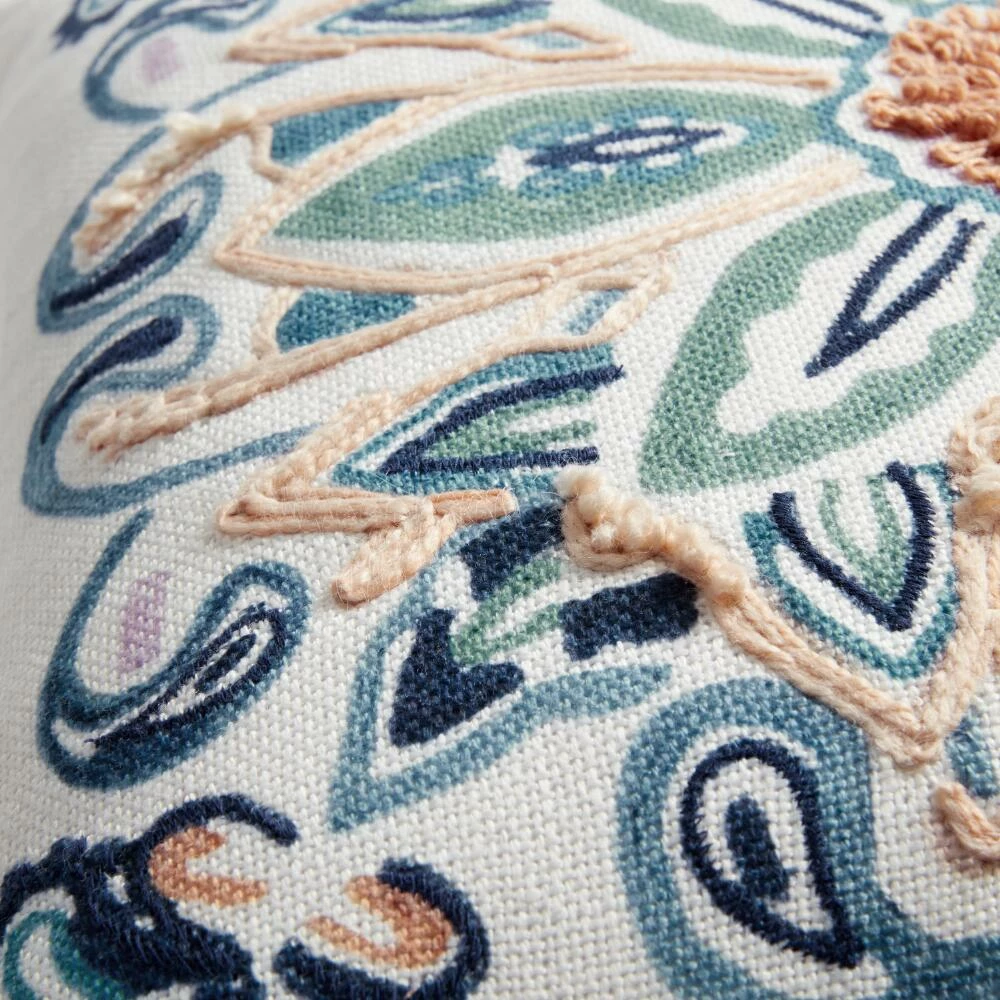 World Market Amalfi Medallion Ivory and Blue Indoor Outdoor Throw Pillow 3 World Market Amalfi Medallion Ivory and Blue Indoor Outdoor Throw Pillow - Image 3