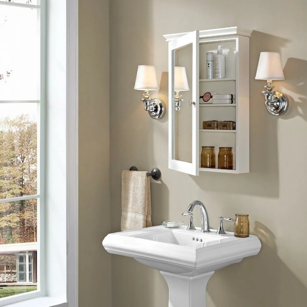 World Market White Wood Maryella Mirrored Medicine Cabinet 2 World Market White Wood Maryella Mirrored Medicine Cabinet - Image 2