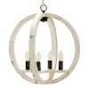 World Market Shelton Distressed White Wood Orb 4 Light Pendant Lamp