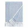 World Market Azure Blue And White Marled Bath Towel