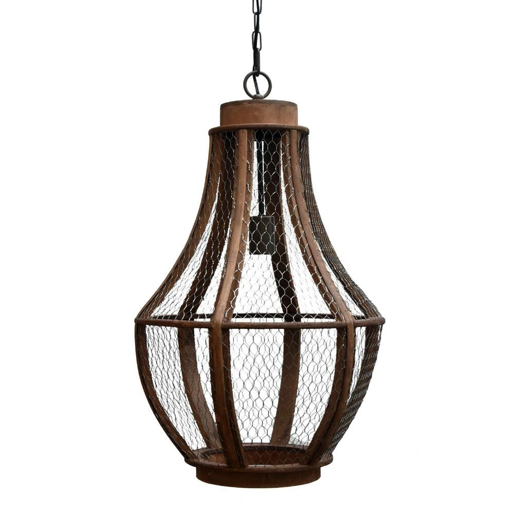 World Market Denning Rustic Brown Wood And Wire Teardrop Pendant Lamp 1 World Market Denning Rustic Brown Wood And Wire Teardrop Pendant Lamp