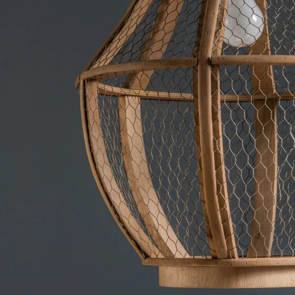 World Market Denning Rustic Brown Wood And Wire Teardrop Pendant Lamp 4 World Market Denning Rustic Brown Wood And Wire Teardrop Pendant Lamp - Image 4