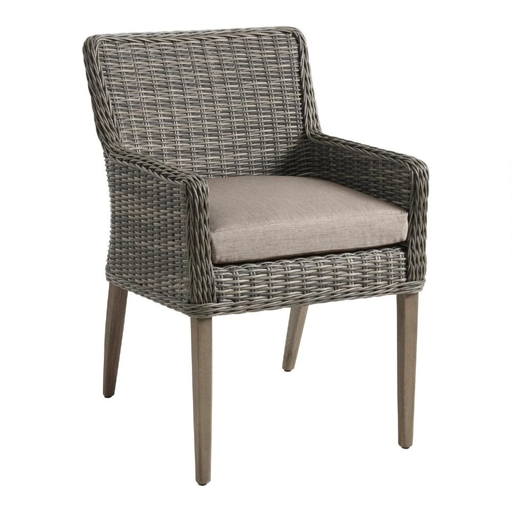 World Market Sunbrella Khaki Ash Cast Gusseted Outdoor Chair Cushion 4 World Market Sunbrella Khaki Ash Cast Gusseted Outdoor Chair Cushion - Image 4