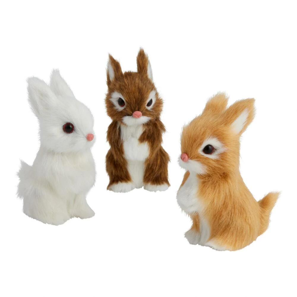 World Market Faux Fur Bunnies Decor Set of 3 1 World Market Faux Fur Bunnies Decor Set of 3