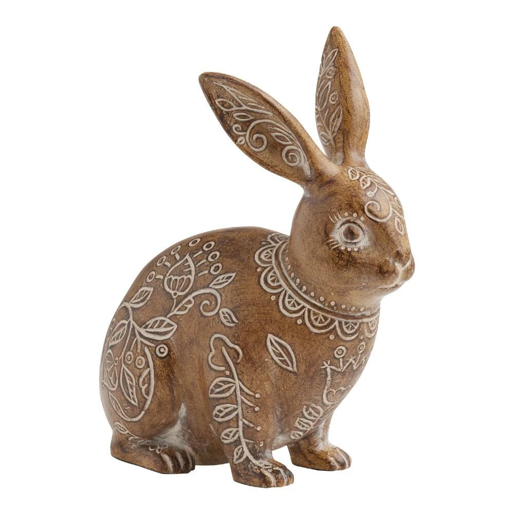 World Market Etched Floral Sitting Bunny Decor 1 World Market Etched Floral Sitting Bunny Decor