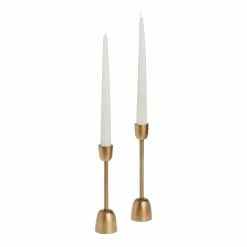 World Market Gold Modern Bell Taper Candle Holder