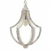 World Market Shelby Distressed White Wood Teardrop Pendant Lamp