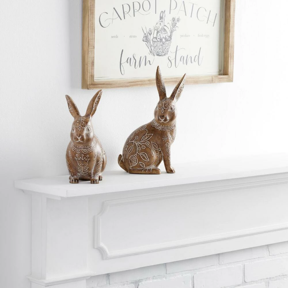 World Market Etched Floral Sitting Bunny Decor 3 World Market Etched Floral Sitting Bunny Decor - Image 3