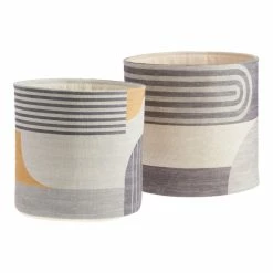 World Market Maeve Gray And Yellow Recycled Fabric Basket