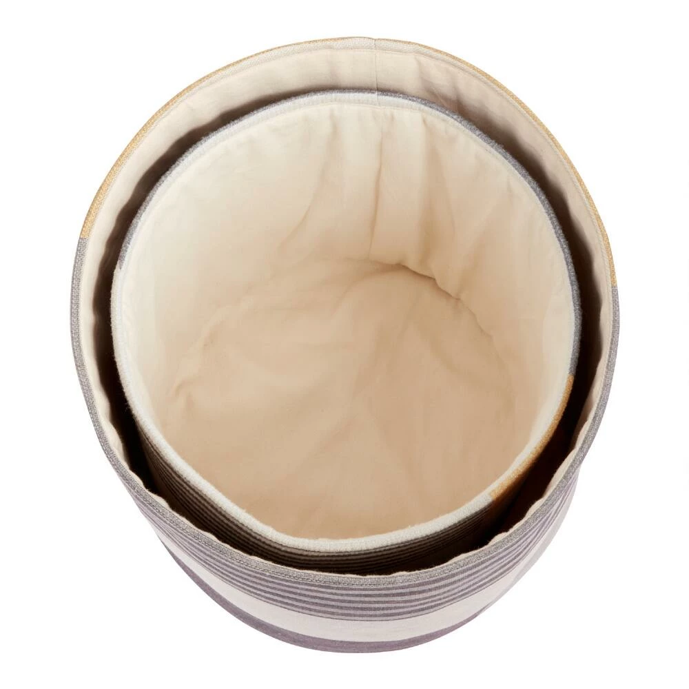 World Market Maeve Gray And Yellow Recycled Fabric Basket 2 World Market Maeve Gray And Yellow Recycled Fabric Basket - Image 2