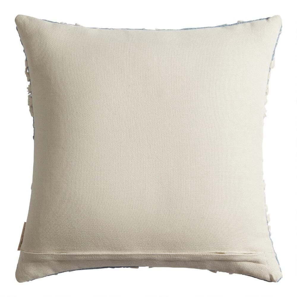 World Market Light Blue and Ivory Fringe Line Throw Pillow 2 World Market Light Blue and Ivory Fringe Line Throw Pillow - Image 2