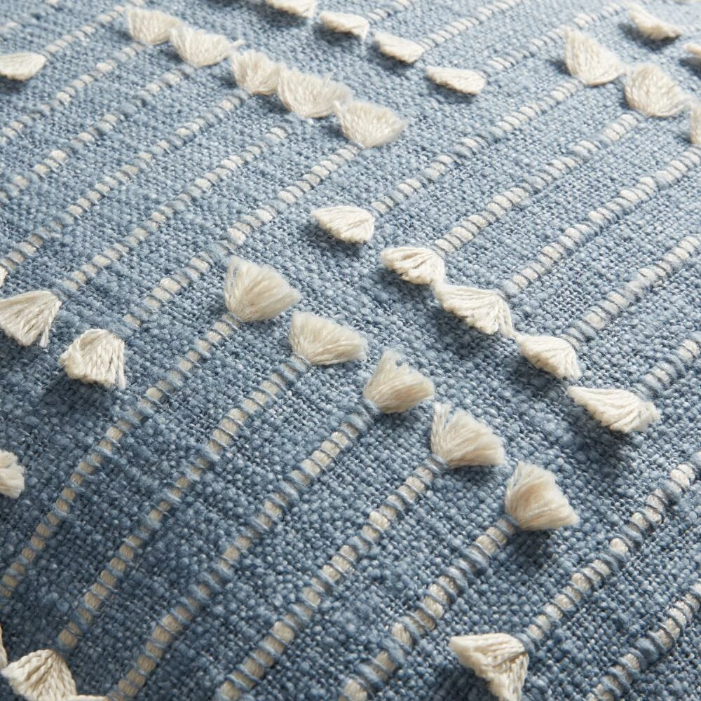 World Market Light Blue and Ivory Fringe Line Throw Pillow 3 World Market Light Blue and Ivory Fringe Line Throw Pillow - Image 3