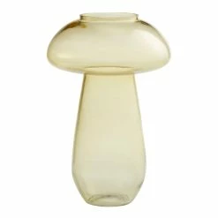 World Market Light Amber Blown Glass Mushroom Vase