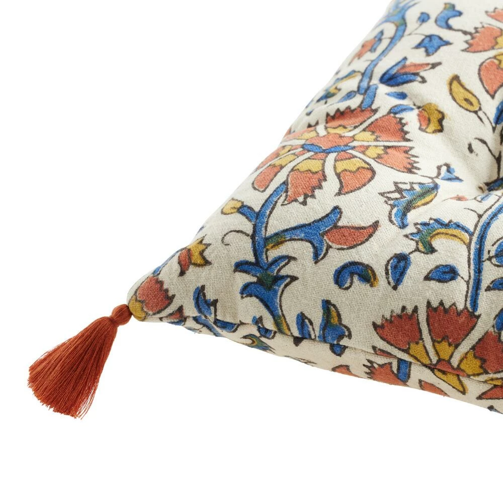 World Market Red And Blue Floral Jaipur Block Print Chair Cushion 2 World Market Red And Blue Floral Jaipur Block Print Chair Cushion - Image 2