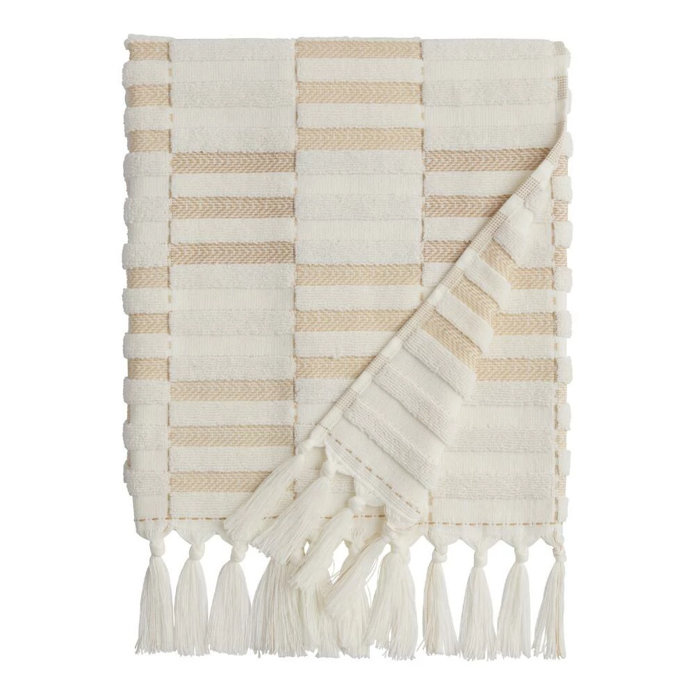 World Market Sloan Tan And Ivory Striped Sculpted Bath Towel 1 World Market Sloan Tan And Ivory Striped Sculpted Bath Towel